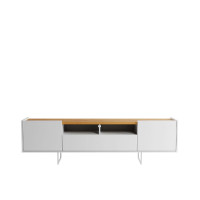 Manhattan Comfort 223851 Winston 70.86 TV Stand with 6 Shelves in White and Cinnamon